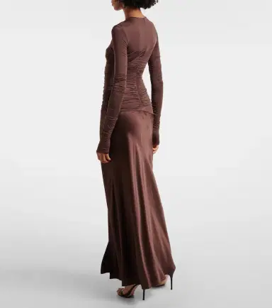 SIR Alessia draped jersey and satin maxi dress | Thumbnail 2
