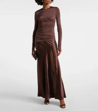 SIR Alessia draped jersey and satin maxi dress | Thumbnail 4