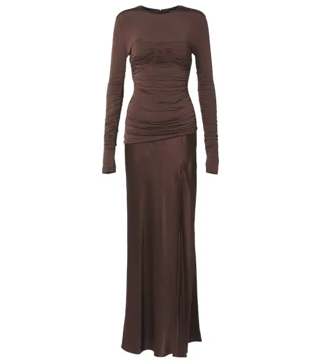 SIR Alessia draped jersey and satin maxi dress