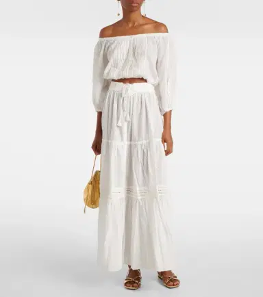 Poupette St Barth Tiered cotton maxi skirt | Thumbnail 4