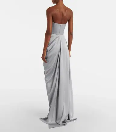 Alex Perry Draped satin crêpe bustier gown | Thumbnail 3