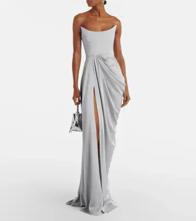 Alex Perry Draped satin crêpe bustier gown | Thumbnail 6