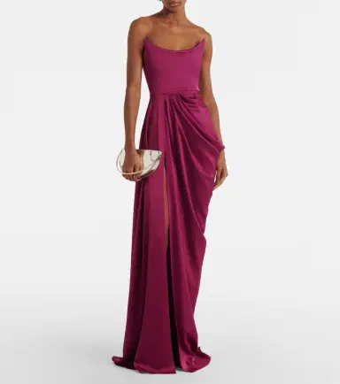 Alex Perry Draped satin crêpe bustier gown | Thumbnail 3