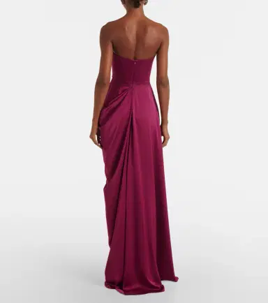 Alex Perry Draped satin crêpe bustier gown | Thumbnail 4