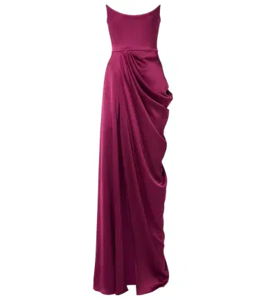 Alex Perry Draped satin crêpe bustier gown | Thumbnail 1