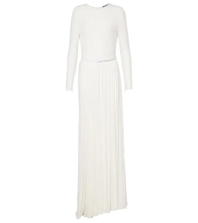 Ralph Lauren Collection Shirred leather-trimmed maxi dress