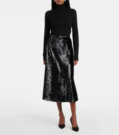 Polo Ralph Lauren Lamé satin midi skirt | Thumbnail 5