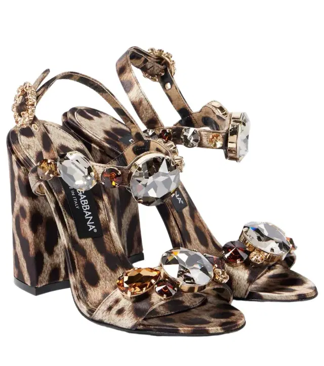 Dolce & Gabbana Keira 105 leopard-print satin sandals