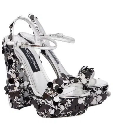 Dolce & Gabbana Sequined faux leather platform sandals | Thumbnail 1 Dolce & Gabbana Sequined faux leather platform sandals | Thumbnail 1