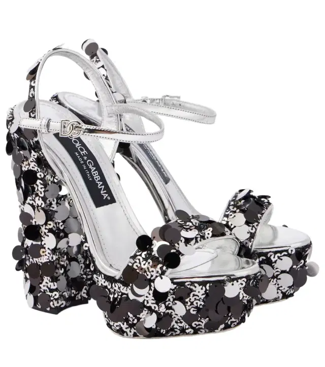Dolce & Gabbana Sequined faux leather platform sandals
