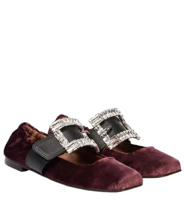 Dolce & Gabbana Embellished leather-trimmed velvet flats