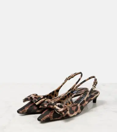 Dolce & Gabbana Leo 30 printed satin slingback pumps | Thumbnail 2