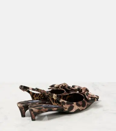 Dolce & Gabbana Leo 30 printed satin slingback pumps | Thumbnail 3