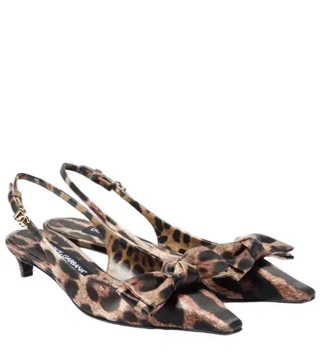 Dolce & Gabbana Leo 30 printed satin slingback pumps