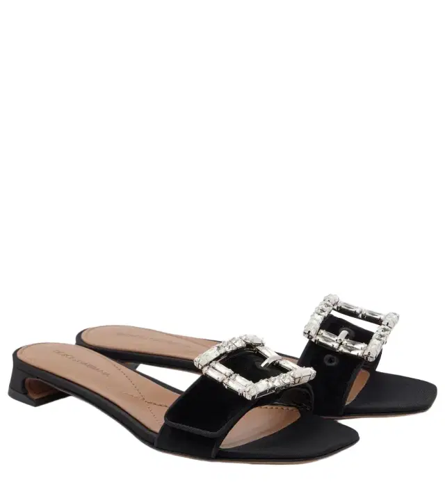 Dolce & Gabbana Embellished velvet slides