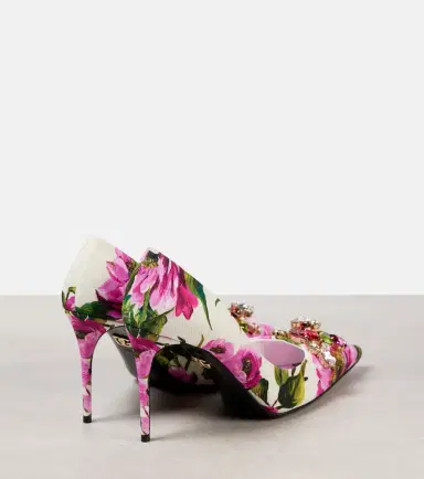 Dolce & Gabbana Embellished leather-trimmed pumps | Thumbnail 2