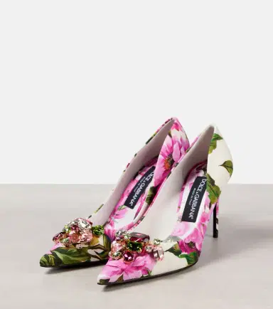 Dolce & Gabbana Embellished leather-trimmed pumps | Thumbnail 3