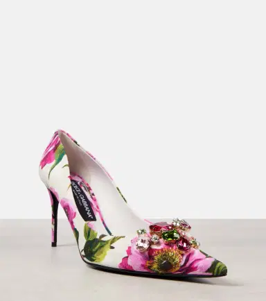 Dolce & Gabbana Embellished leather-trimmed pumps | Thumbnail 4