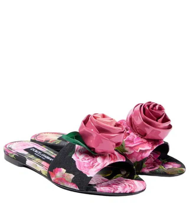 Dolce & Gabbana Floral-appliqué brocade slides