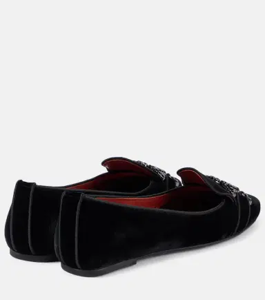 Tod's Kate crystal-embellished velvet ballet flats | Thumbnail 3