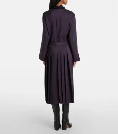 Joseph Pleated wool and silk midi dress | Thumbnail 3