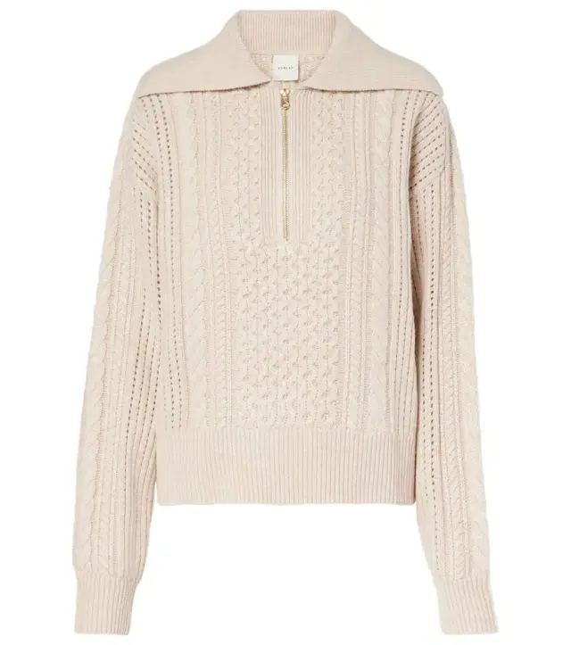 Varley Camello cable-knit half-zip sweater