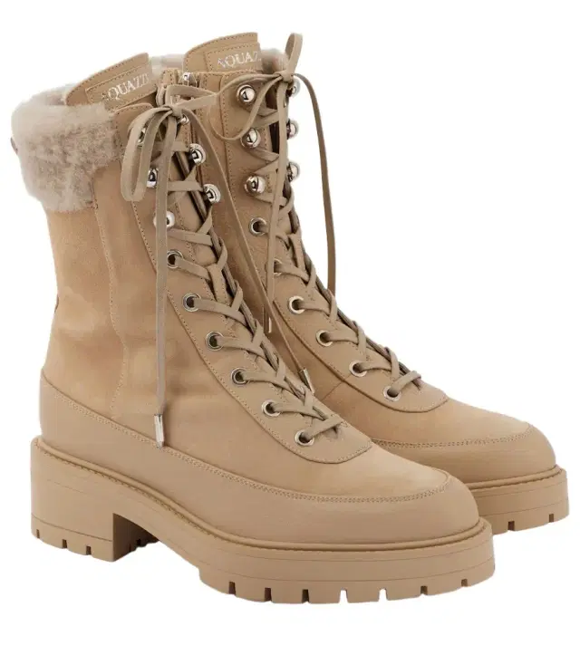 Aquazzura Very Cortina shearling-trimmed ankle boots