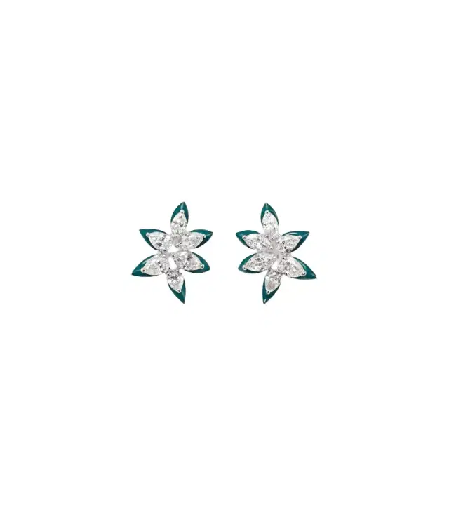 18kt white gold and enamel earrings with diamonds