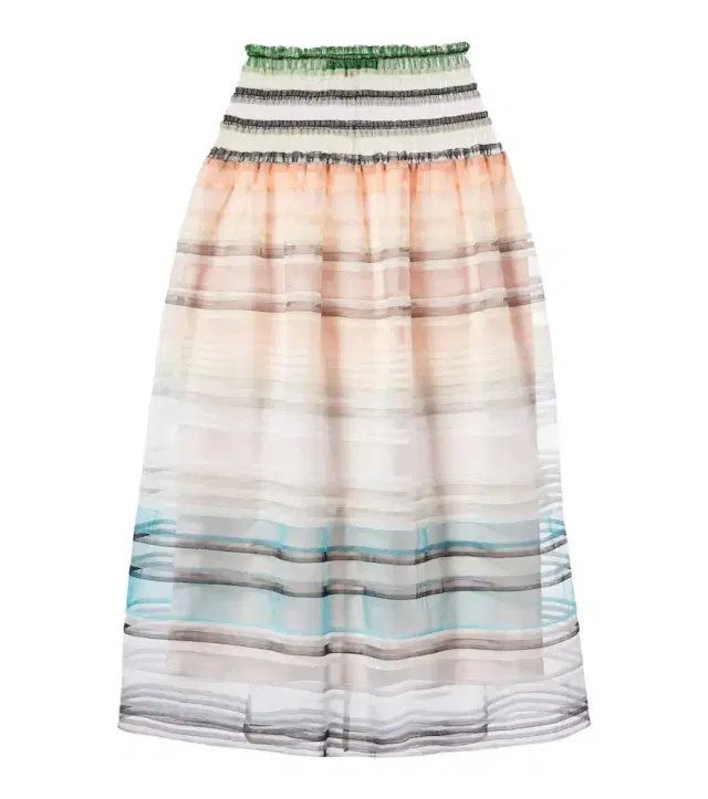 Susan Fang Striped tulle midi skirt