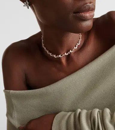 Kamyen Leaf 18kt rose gold and enamel choker with diamonds | Thumbnail 2