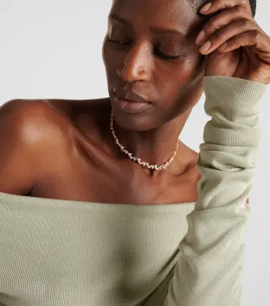 Kamyen Leaf 18kt rose gold and enamel choker with diamonds | Thumbnail 6