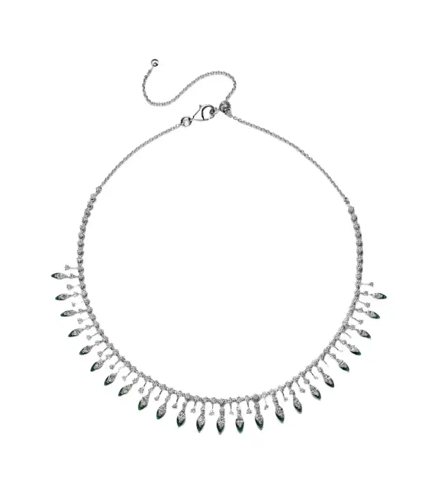 Kamyen Drop 18kt white gold and enamel choker with diamonds