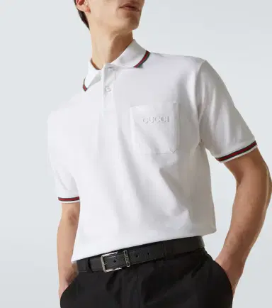 Gucci Web Stripe cotton-blend piqué polo shirt | Thumbnail 4