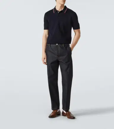 Gucci Web Stripe silk and cotton polo shirt | Thumbnail 3