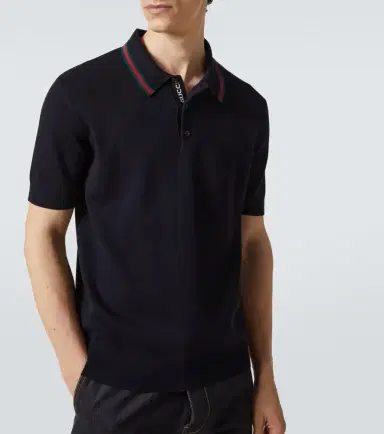 Gucci Web Stripe silk and cotton polo shirt | Thumbnail 4