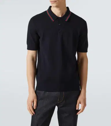 Gucci Web Stripe silk and cotton polo shirt | Thumbnail 5