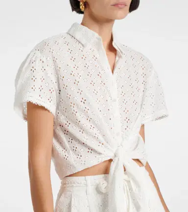 Poupette St Barth Cycas broderie anglaise cropped shirt | Thumbnail 2
