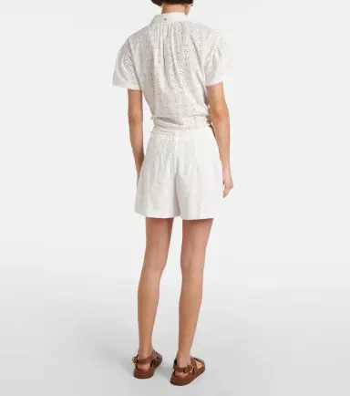 Poupette St Barth Cycas broderie anglaise cropped shirt | Thumbnail 4