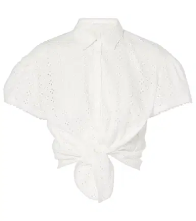 Poupette St Barth Cycas broderie anglaise cropped shirt | Thumbnail 1