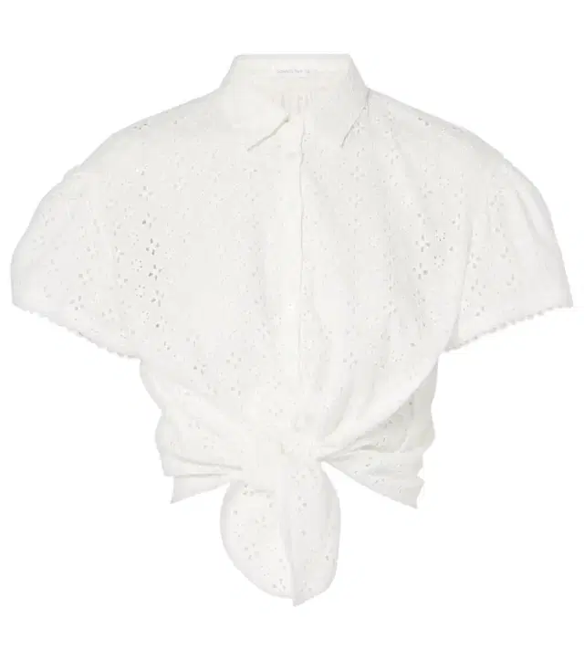 Poupette St Barth Cycas broderie anglaise cropped shirt