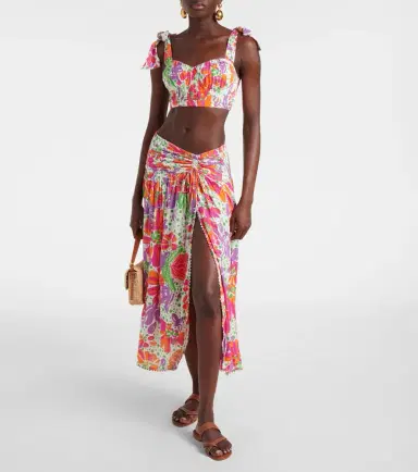 Poupette St Barth Carla printed halterneck crop top | Thumbnail 2
