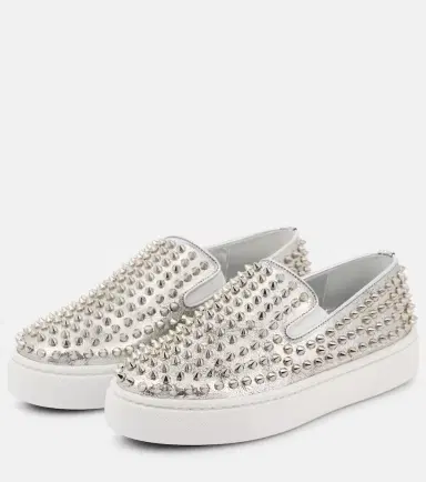 Christian Louboutin Spikeboat metallic leather slip-on sneakers | Thumbnail 2 Christian Louboutin Spikeboat metallic leather slip-on sneakers | Thumbnail 2