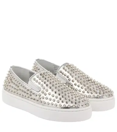 Christian Louboutin Spikeboat metallic leather slip-on sneakers | Thumbnail 1 Christian Louboutin Spikeboat metallic leather slip-on sneakers | Thumbnail 1