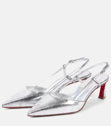 Christian Louboutin Condoroline 55 metallic leather slingback pumps | Thumbnail 3