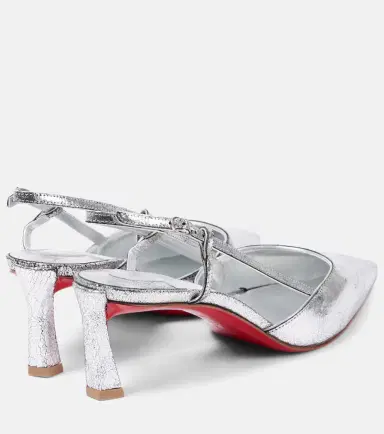 Christian Louboutin Condoroline 55 metallic leather slingback pumps | Thumbnail 4