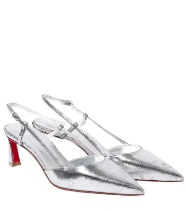 Christian Louboutin Condoroline 55 metallic leather slingback pumps | Thumbnail 1