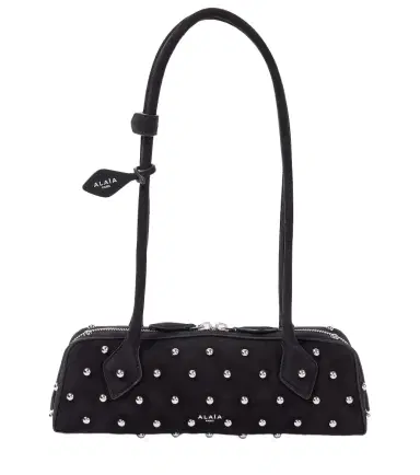 Alaïa Alaïa Le Teckel Small studded suede shoulder bag | Thumbnail 1 Alaïa Alaïa Le Teckel Small studded suede shoulder bag | Thumbnail 1