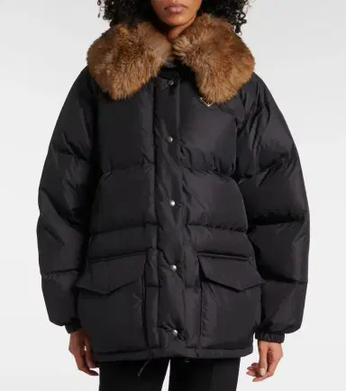 Prada Faux fur-trimmed down jacket | Thumbnail 3