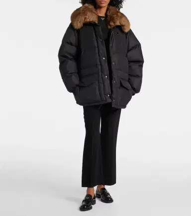 Prada Faux fur-trimmed down jacket | Thumbnail 4