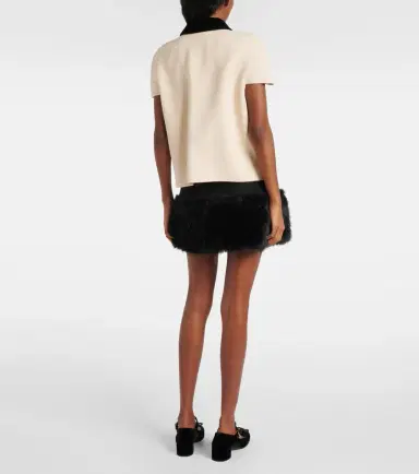 Prada Velvet-trimmed sablé top | Thumbnail 2